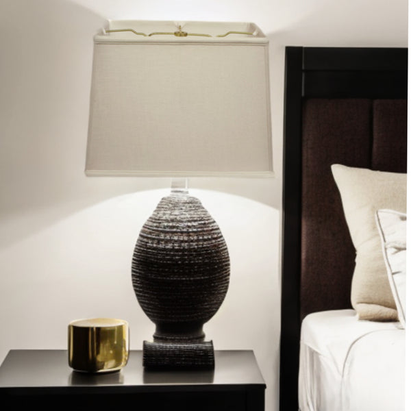 Homeroots 16" Off White Throwback Rectangle Linen Lampshade  Linen 469781