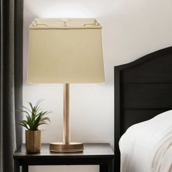 Homeroots 16" Pale Brown Throwback Rectangle Linen Lampshade  Linen 469782