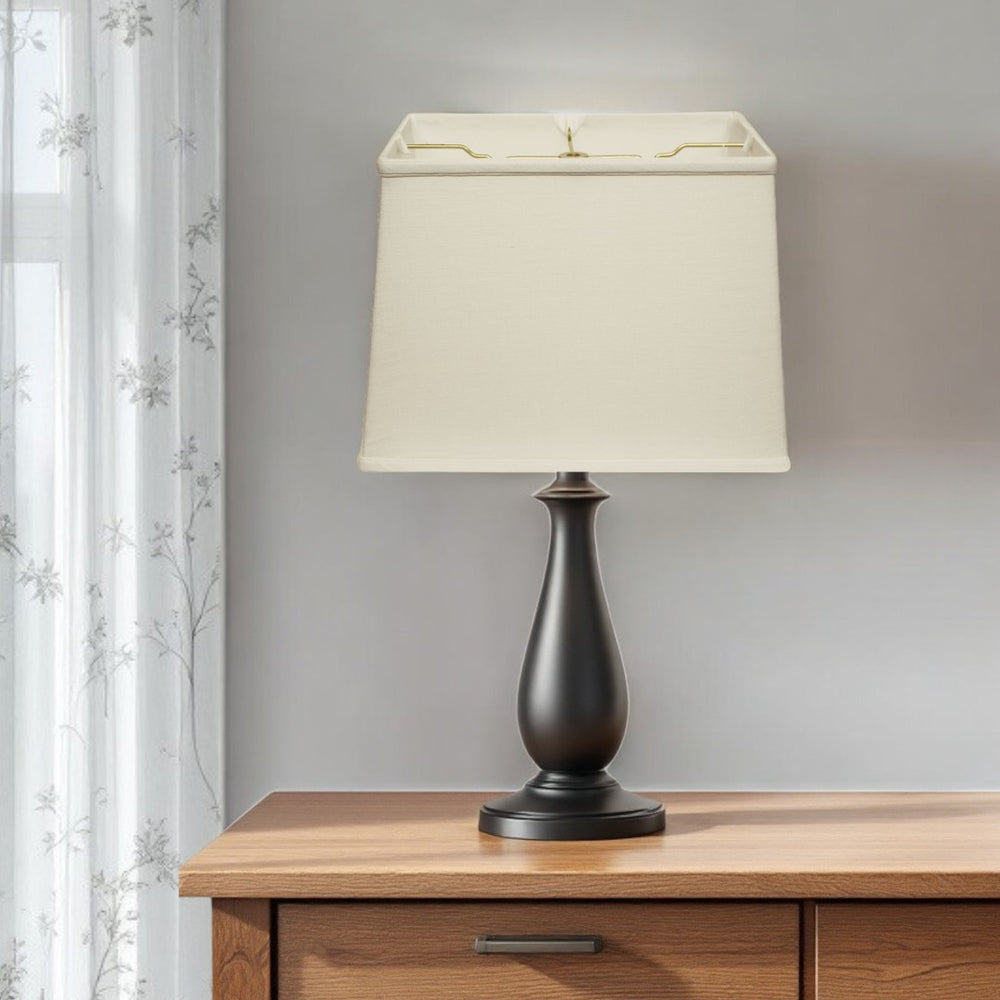 HomeRoots White Linen Lamp Shade – Elegant Rectangular Design for Warm Light Diffusion in Any Space 469783