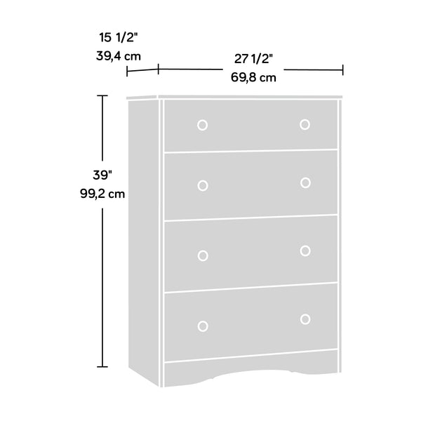 English Elm 4-Drawer Chest - Contemporary Brown Oak-Style Storage Solution For Bedrooms And Living Spaces B356P367872