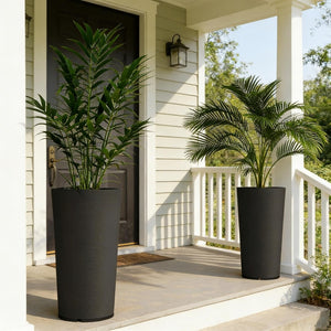 English Elm Tall Stackable Polypropylene Outdoor Planters Set of 2 Tapered Patio Flower Pots T3971P454911