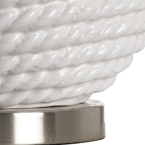 Wildwood Marina Ice Table Lamp — 24" Coastal-Textured Glazed Ceramic With Rope Motif & Brushed Nickel Base 46980