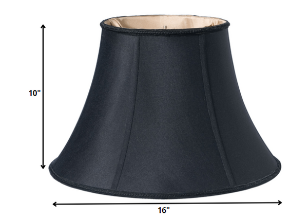Homeroots 16" Black Slanted Bell Shantung Lampshade  Shantung Silk 469805