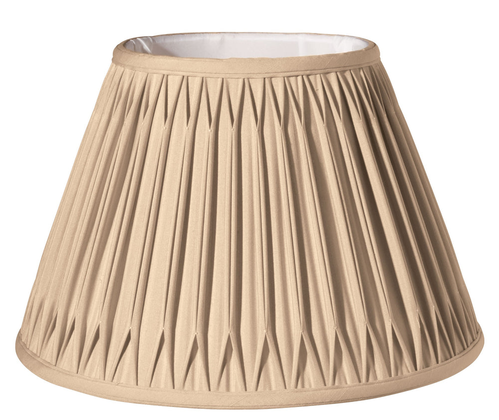 Homeroots 12" Vintage Gold Slanted Bell Smocked Shantung Lampshade – Elegant Softback Design For Timeless Decor  Shantung Silk 469813
