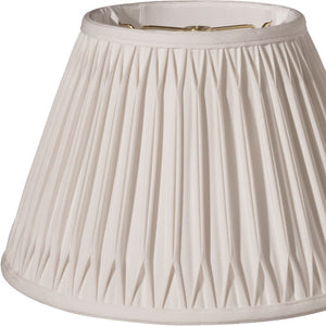 Homeroots 14" Cream Slanted Bell Smocked Shantung Lampshade  Shantung Silk 469814