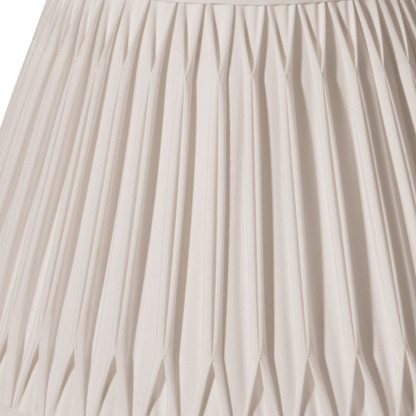 Homeroots 14" Cream Slanted Bell Smocked Shantung Lampshade  Shantung Silk 469814