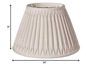 Homeroots 14" Cream Slanted Bell Smocked Shantung Lampshade  Shantung Silk 469814