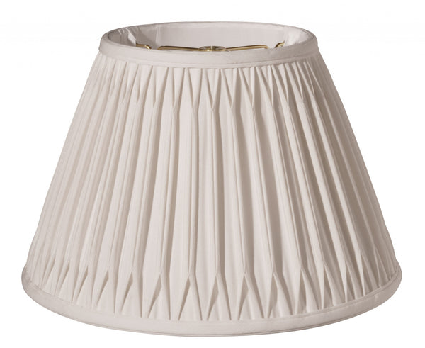 Homeroots 16" Cream Slanted Bell Smocked Shantung Lampshade  Shantung Silk 469816