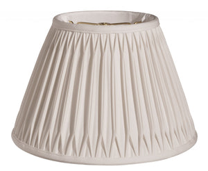 Homeroots 16" Cream Slanted Bell Smocked Shantung Lampshade  Shantung Silk 469816