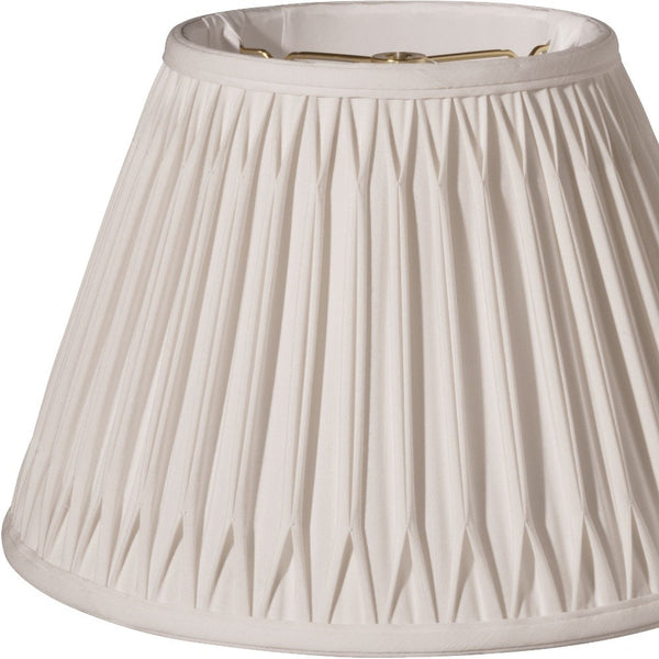 Homeroots 16" Cream Slanted Bell Smocked Shantung Lampshade  Shantung Silk 469816