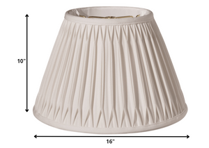 Homeroots 16" Cream Slanted Bell Smocked Shantung Lampshade  Shantung Silk 469816