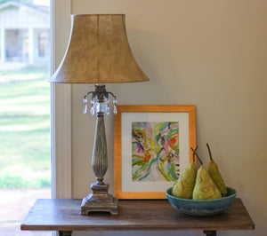 Homeroots 14" Faux Snakeskin Slanted Softback Parchment Lampshade  Parchment 469820