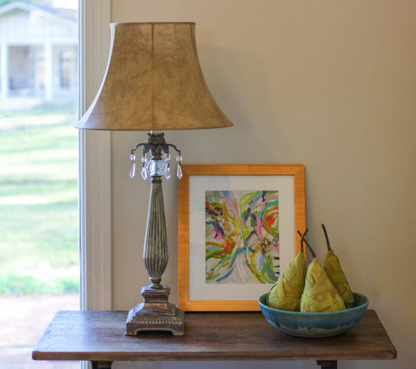 Homeroots 14" Faux Snakeskin Slanted Softback Parchment Lampshade  Parchment 469820