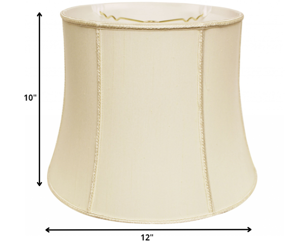 Homeroots 12" Ivory Slanted Girdle Shantung Lampshade  Shantung Silk 469828