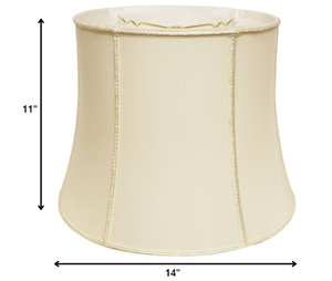 Homeroots 14" Ivory Slanted Girdle Shantung Lampshade  Shantung Silk 469829