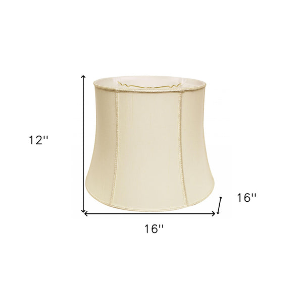 Homeroots 16" Ivory Slanted Girdle Shantung Lampshade  Shantung Silk 469830