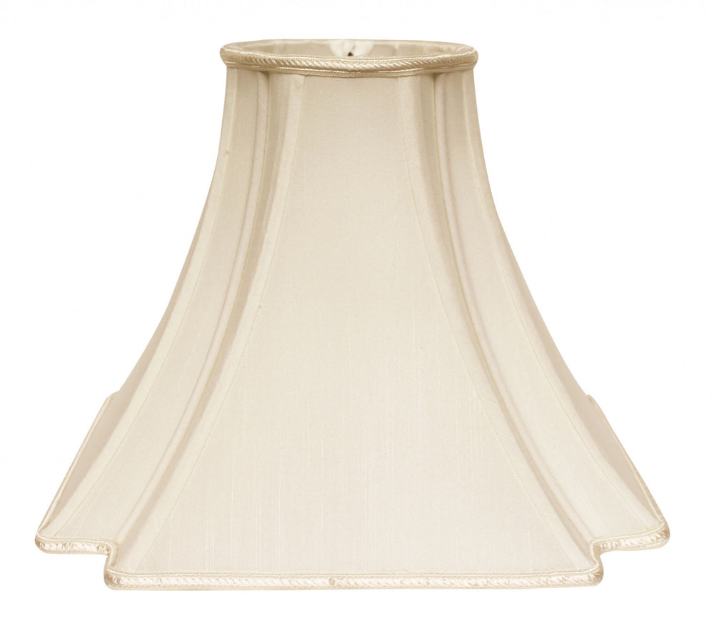 Homeroots 14" Ivory Slanted Notch Square Shantung Lampshade  Shantung Silk 469832
