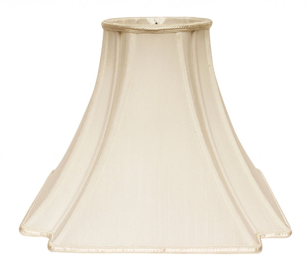Homeroots 14" Ivory Slanted Notch Square Shantung Lampshade  Shantung Silk 469832