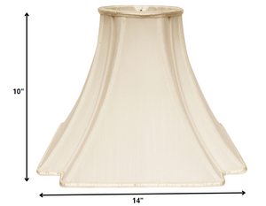 Homeroots 14" Ivory Slanted Notch Square Shantung Lampshade  Shantung Silk 469832