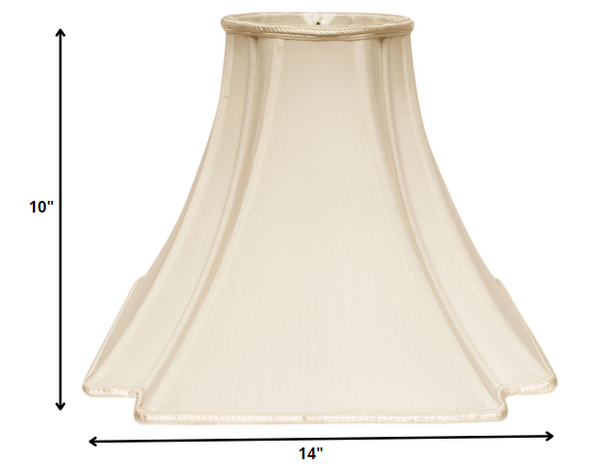 Homeroots 14" Ivory Slanted Notch Square Shantung Lampshade  Shantung Silk 469832