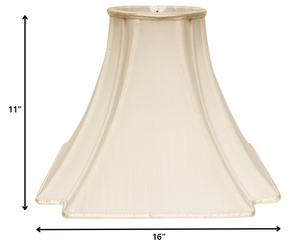 Homeroots 16" Ivory Slanted Notch Square Shantung Lampshade  Shantung Silk 469833