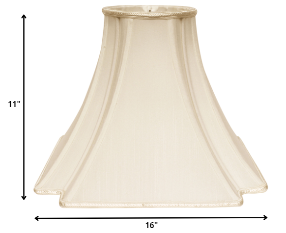 Homeroots 16" Ivory Slanted Notch Square Shantung Lampshade  Shantung Silk 469833