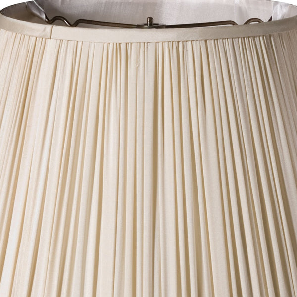 Homeroots 14" Pale Grey Slanted Pleated Tafetta Lampshade  Taffeta 469837