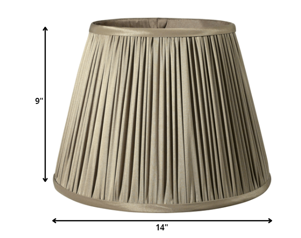 Homeroots 14" Ash Slanted Pleated Tafetta Lampshade  Taffeta 469838