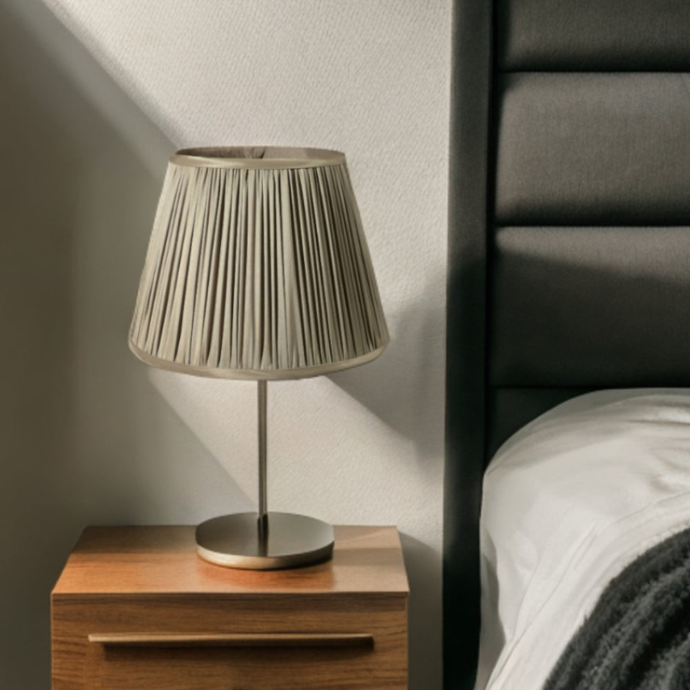 Homeroots 16" Ash Slanted Pleated Tafetta Lampshade  Taffeta 469840