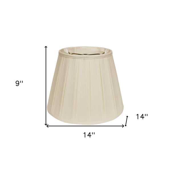 Homeroots 14" Ivory Slanted Crimped Box Shantung Lampshade  Shantung Silk 469847