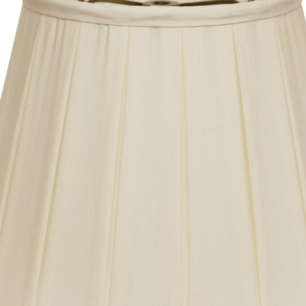 Homeroots 14" Ivory Slanted Crimped Box Shantung Lampshade  Shantung Silk 469847
