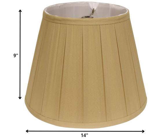 Homeroots 14" Primrose Slanted Crimped Box Shantung Lampshade  Shantung Silk 469848