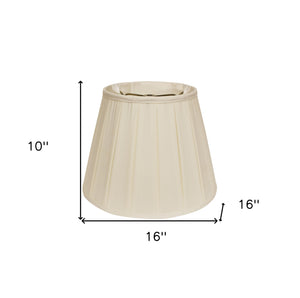 Homeroots 16" Ivory Slanted Crimped Box Shantung Lampshade  Shantung Silk 469849