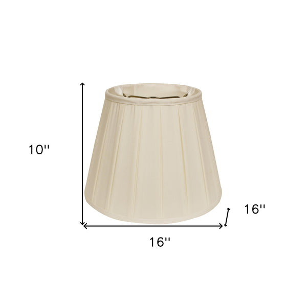 Homeroots 16" Ivory Slanted Crimped Box Shantung Lampshade  Shantung Silk 469849
