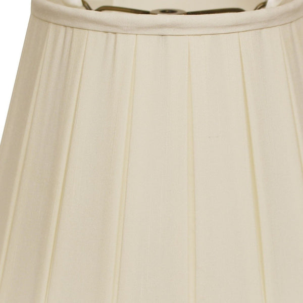 Homeroots 16" Ivory Slanted Crimped Box Shantung Lampshade  Shantung Silk 469849