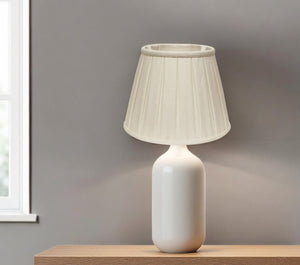 HomeRoots White Linen Pleated Empire Lamp Shade - Timeless Elegance for Ambient Lighting in Any Room 469857