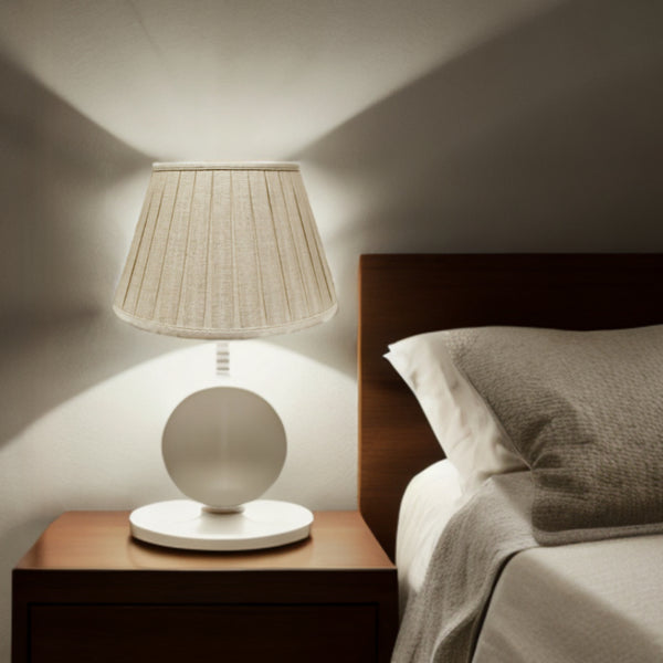 Homeroots 12" Cream Slanted Linen Lampshade With Box Pleat  Linen 469858