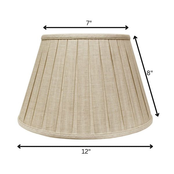 HomeRoots 12" Cream Slanted Linen Lampshade – Elegant Box Pleat Design for Timeless Home Décor Charm 469858