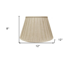 Homeroots 12" Cream Slanted Linen Lampshade With Box Pleat  Linen 469858