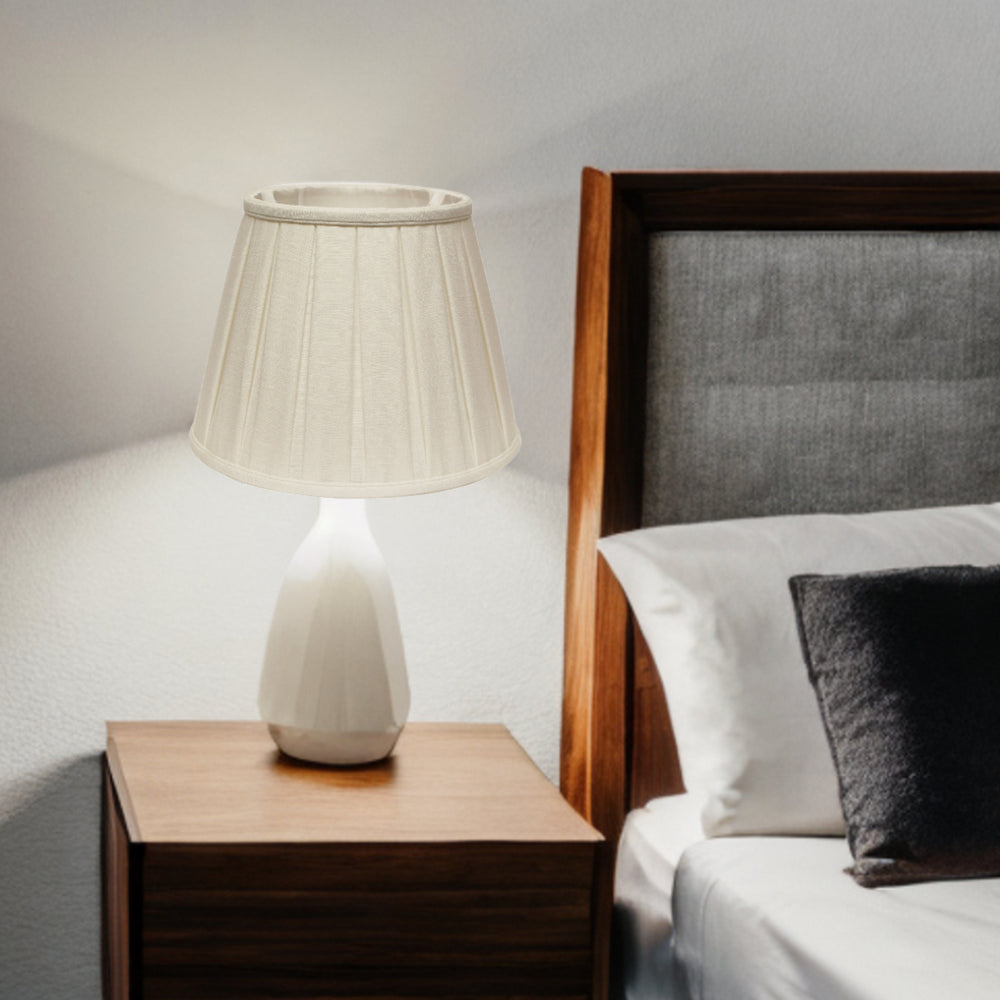 Homeroots 14" White Slanted Linen Lampshade With Box Pleat  Linen 469859