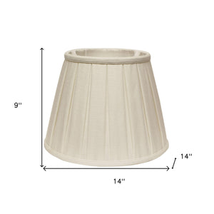 Homeroots 14" White Slanted Linen Lampshade With Box Pleat  Linen 469859