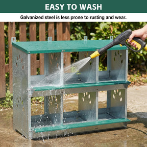 English Elm Chicken Nesting Box 6 Compartment Galvanized Steel Wall Mount Coop Egg Collector W1422P246452