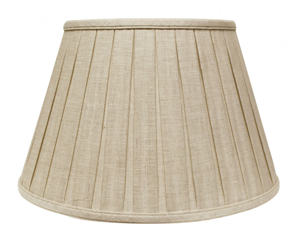 Homeroots 14" Cream Slanted Linen Lampshade With Box Pleat  Linen 469860