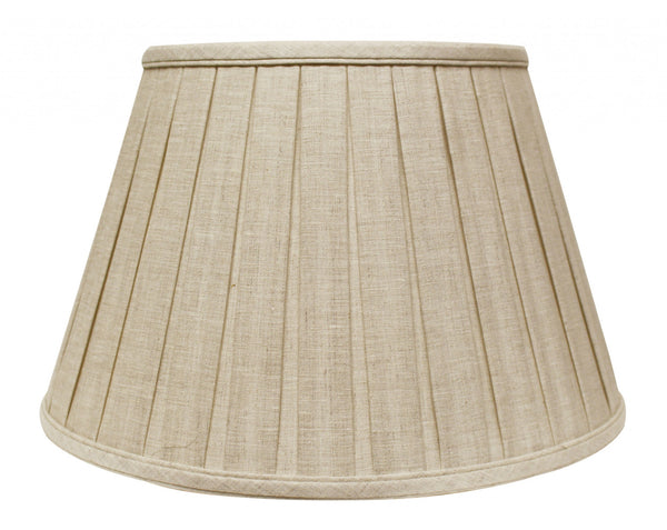 Homeroots 14" Cream Slanted Linen Lampshade With Box Pleat  Linen 469860