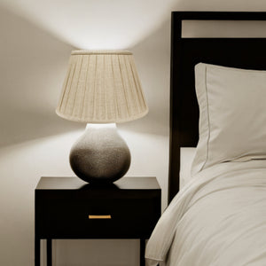 Homeroots 14" Cream Slanted Linen Lampshade With Box Pleat  Linen 469860