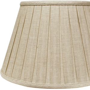 Homeroots 14" Cream Slanted Linen Lampshade With Box Pleat  Linen 469860