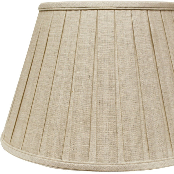 Homeroots 14" Cream Slanted Linen Lampshade With Box Pleat  Linen 469860