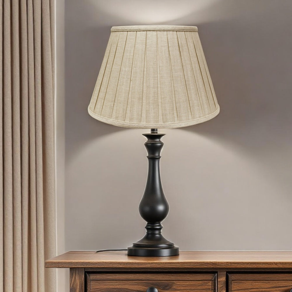HomeRoots Cream Linen Pleated Empire Lamp Shade - Elegant Lighting Accent for Cozy Living Spaces & Bedrooms 469862
