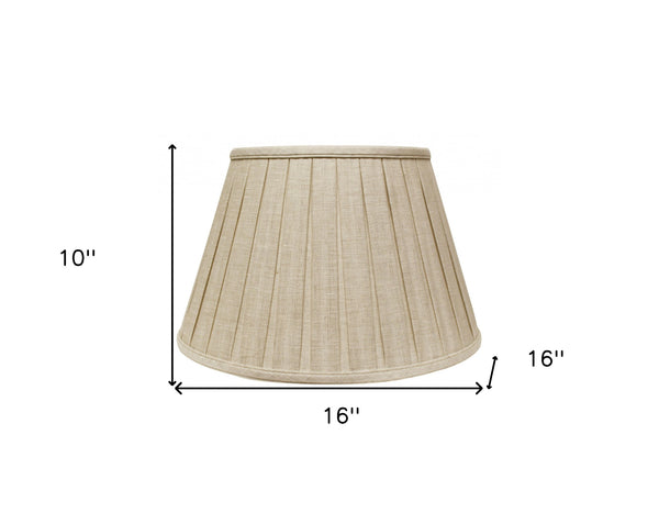 Homeroots 16" Cream Slanted Linen Lampshade With Box Pleat  Linen 469862