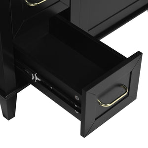 English Elm 30-Inch Bathroom Vanity with Ceramic Sink, Gold Handles, Solid Wood Frame and Soft-Close Drawers Black N729P195052B